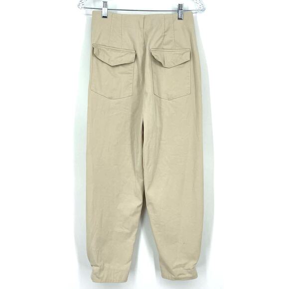 Zara Tan Casual Trouser Pants Women's Small Pleated - Picture 2 of 8